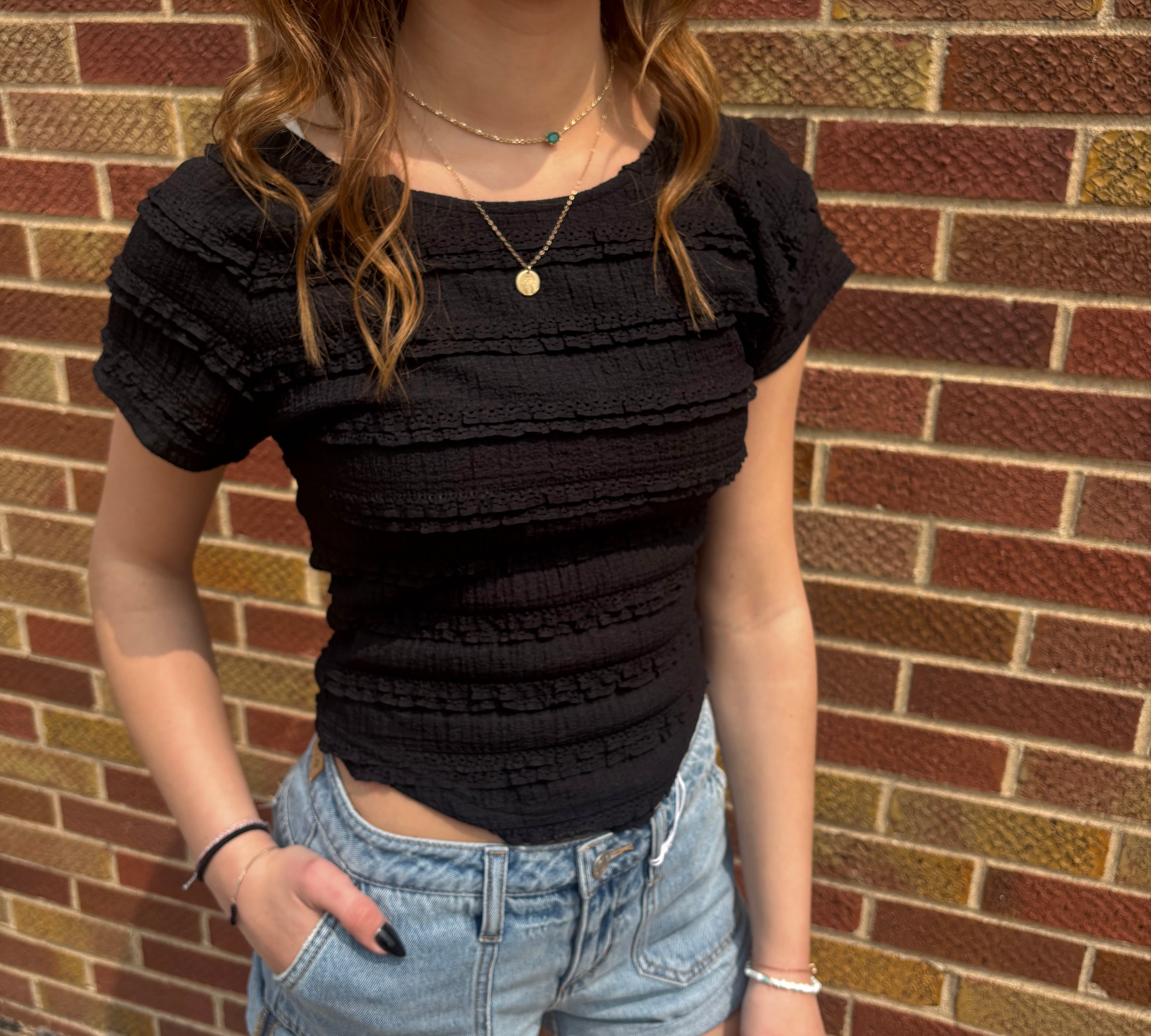 Textured Ruffle Top