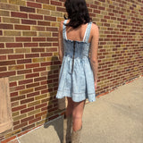 Denim Contrast Sleevless Midi Dress