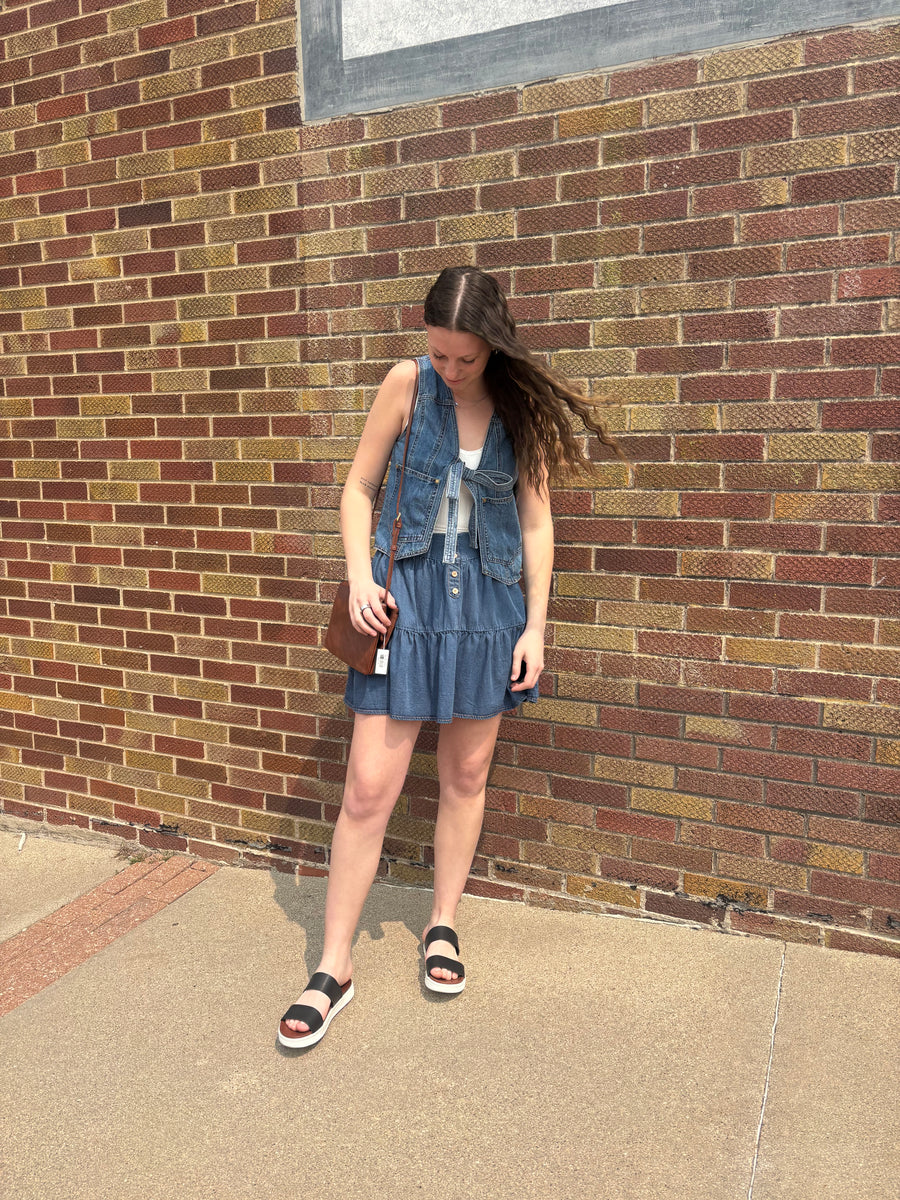 Denim Tie Front Vest