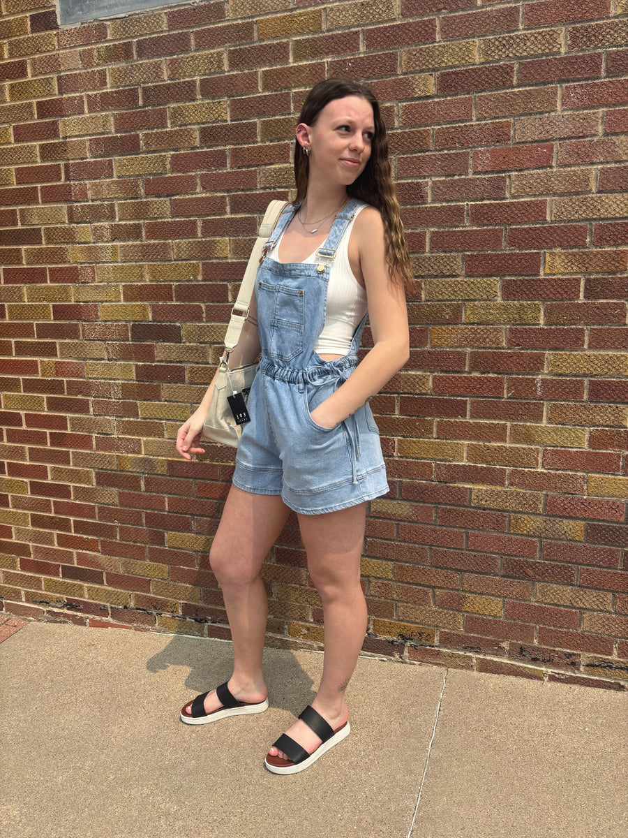 Side Tie Short Overalls