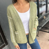 Open Front Cardigan w/Stitch Detail