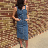Mineral Wash Button Down Denim Midi Dress