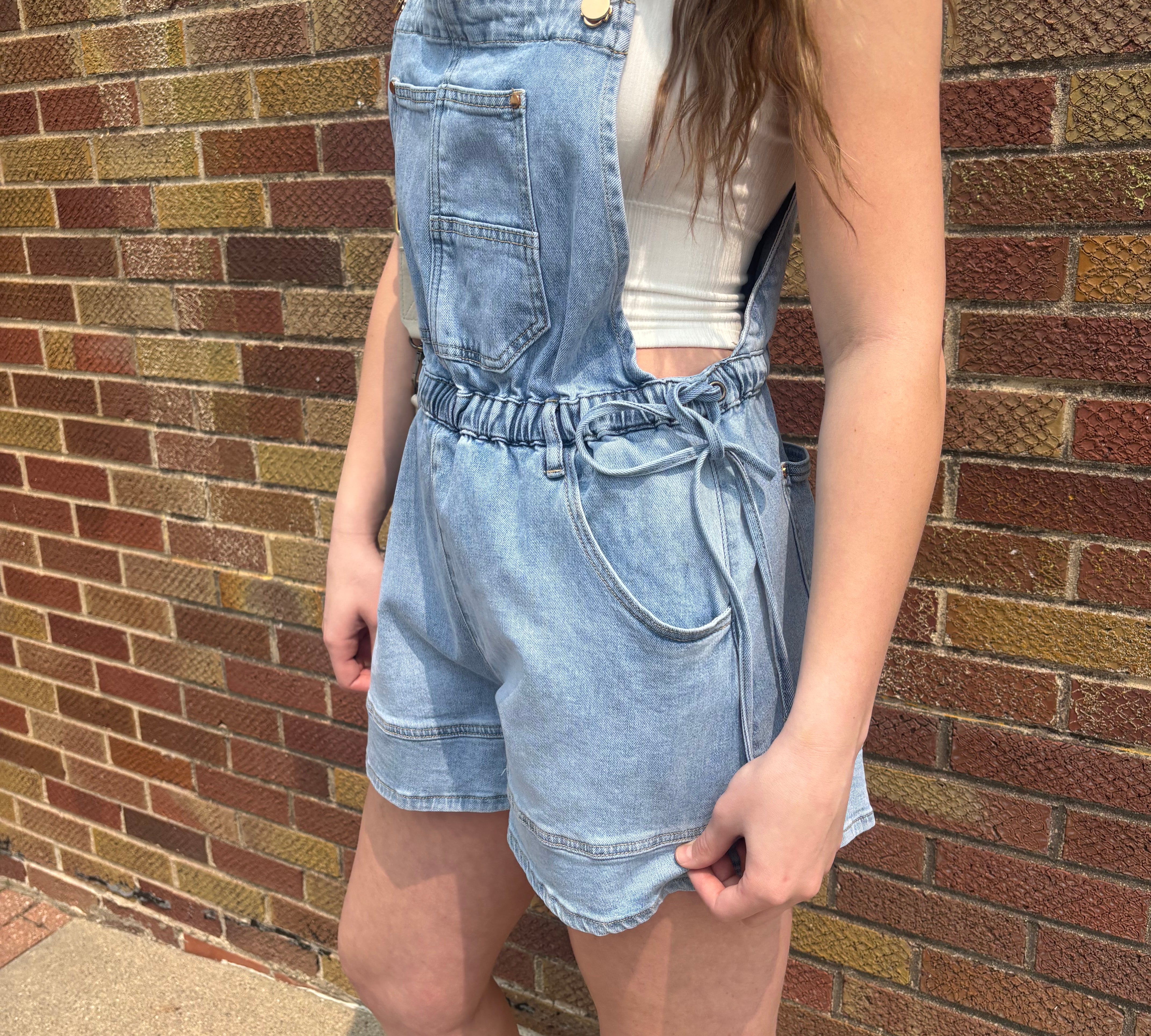 Side Tie Short Overalls