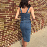 Mineral Wash Button Down Denim Midi Dress