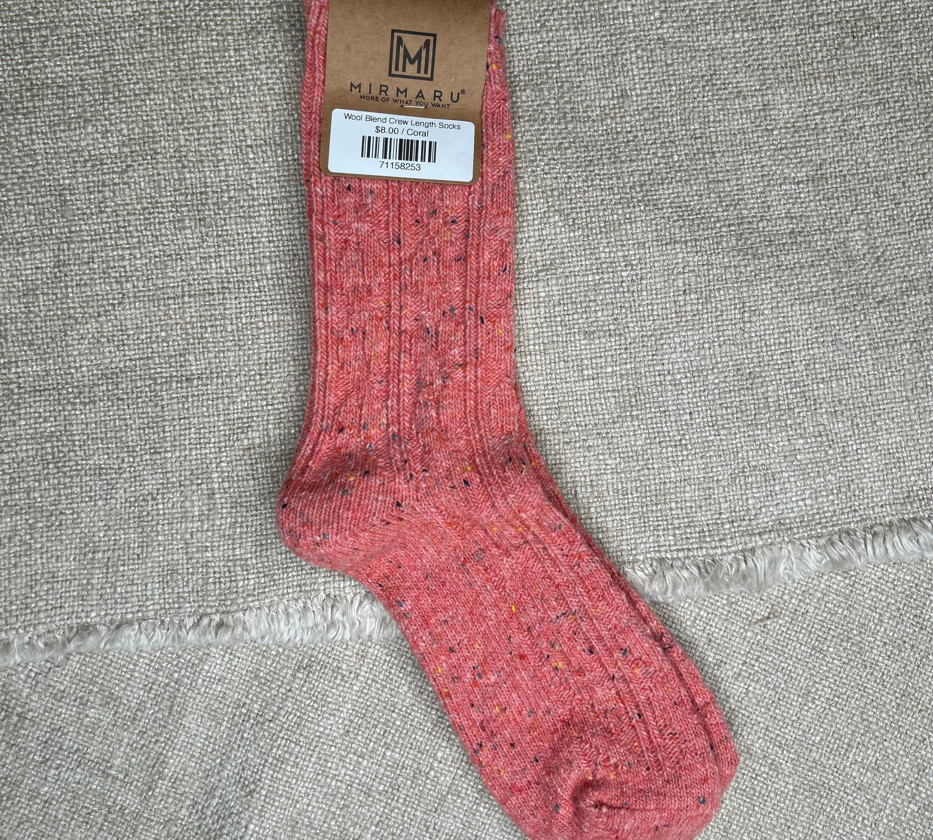 Wool Blend Crew Length Socks