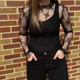 Sheer Lace Long Sleeve Top