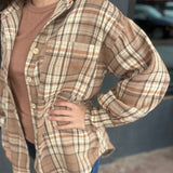 Brushed Plaid Oversized Layering Shirt