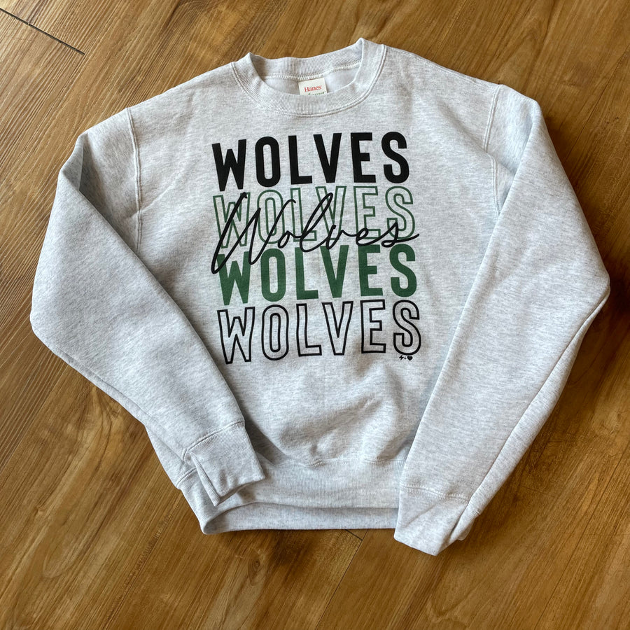 Wolves Youth Repeating Outline Sweatshirt