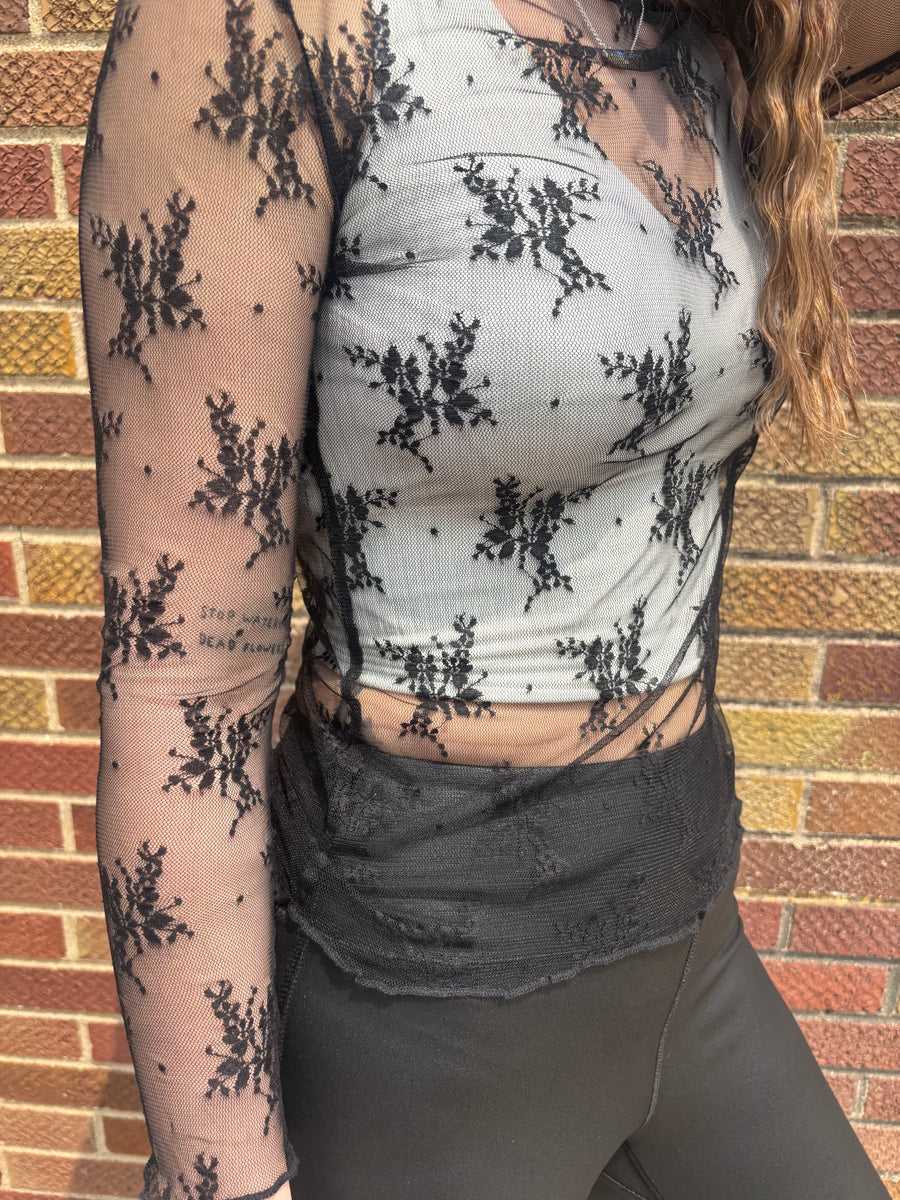 Floral Sheer Lace Layering Top