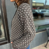 Textured Raglan Balloon Sleeve Cardigan