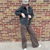 Button Down Distressed Wash Canvas Jacket w/ Pockets