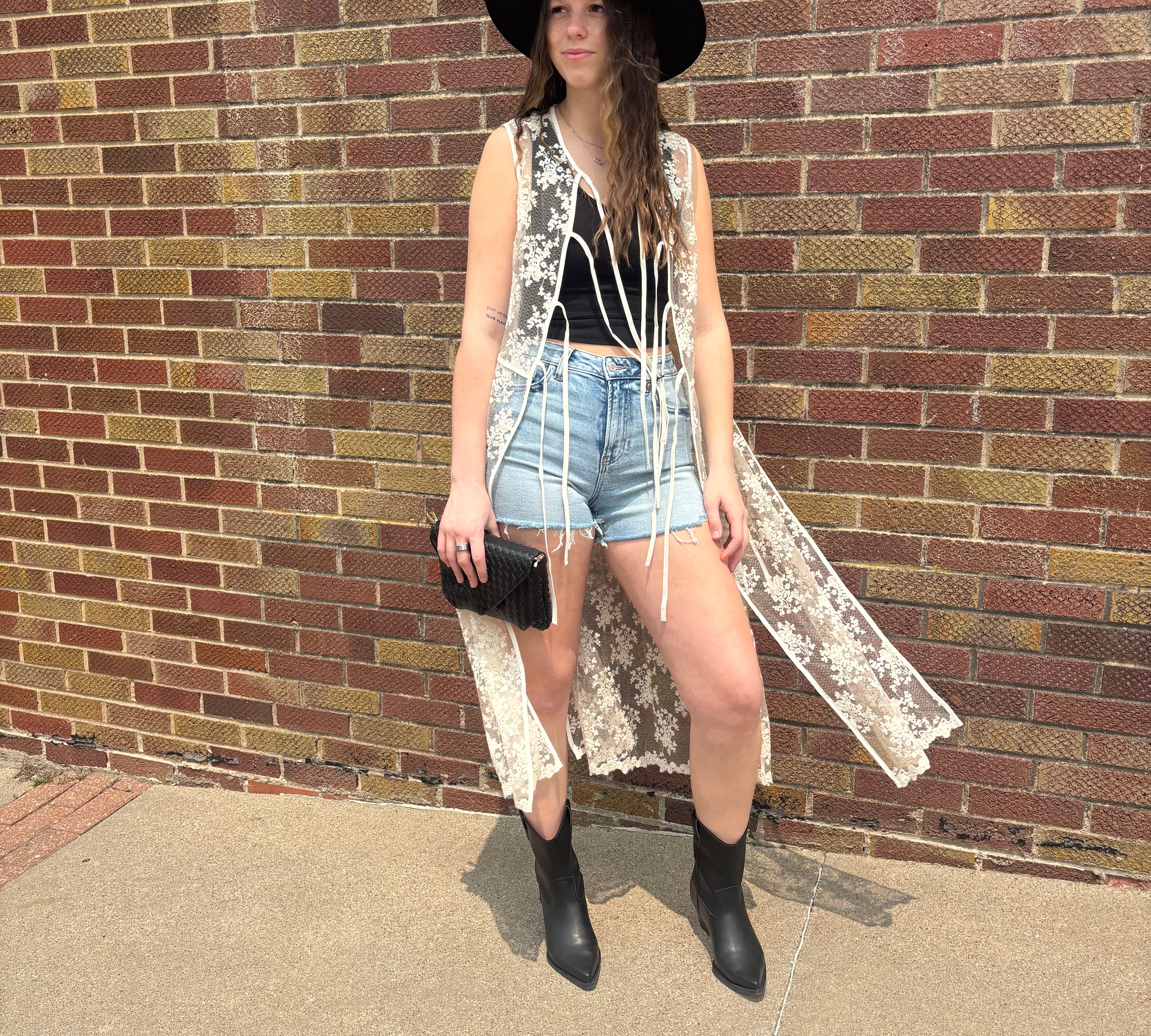 Sheer Floral Lace Duster