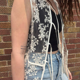 Sheer Floral Lace Duster