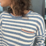 Denim Blue Stripe Sweater w/Chest Pocket Detail