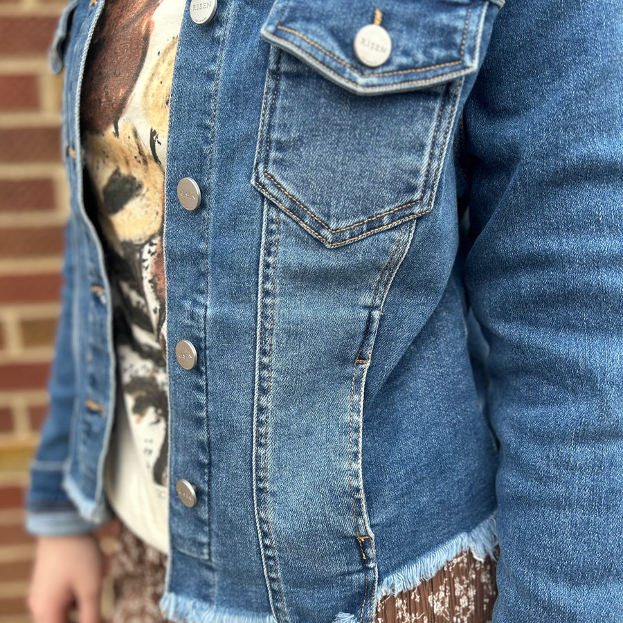 Risen Irregular Fray Hemed Jacket