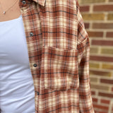 Brushed Mini Plaid Shirt w/ Front Pockets
