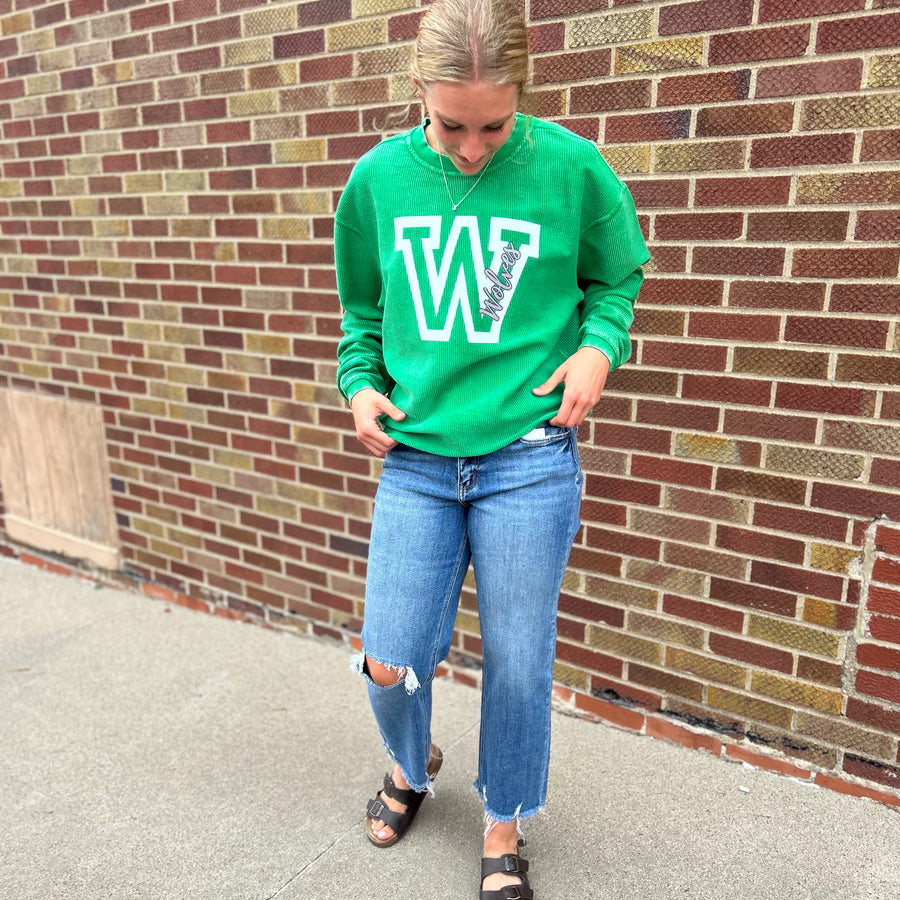 Green Wolves Corded Crew Neck
