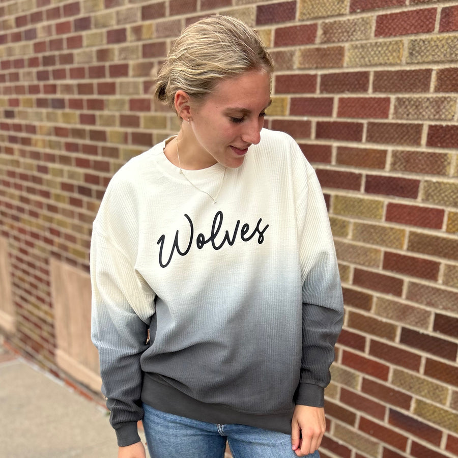Ombre Wolves Corded Crew Neck
