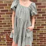 Olive Puff Sleeve Dress