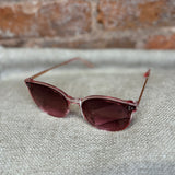 Round Shape Frame Sunglasses w/Metal Stem