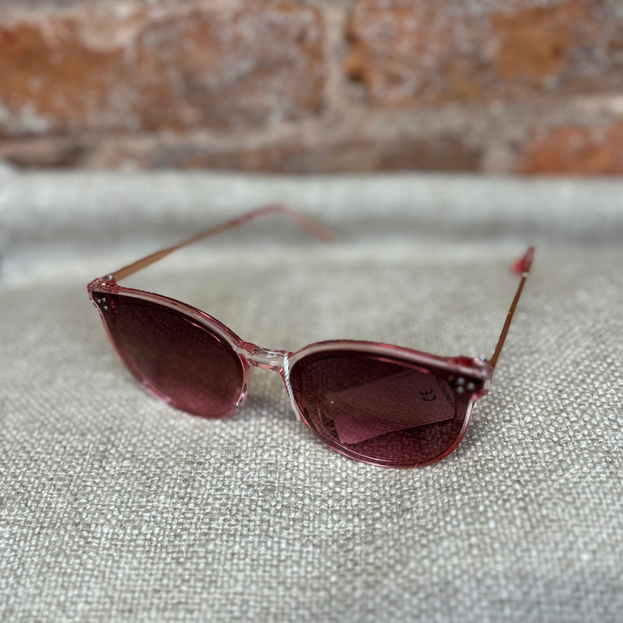 Round Shape Frame Sunglasses w/Metal Stem