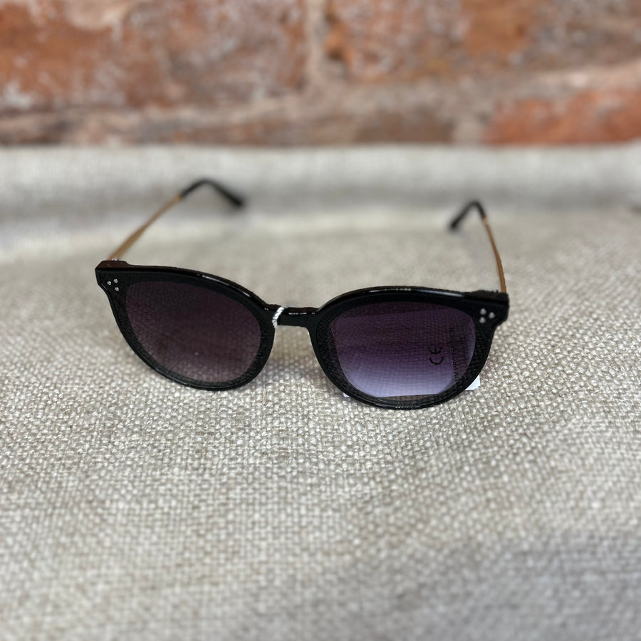 Round Shape Frame Sunglasses w/Metal Stem