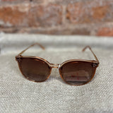 Round Shape Frame Sunglasses w/Metal Stem