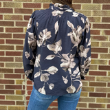 Floral Print Top w/Ruffled Neck Detail