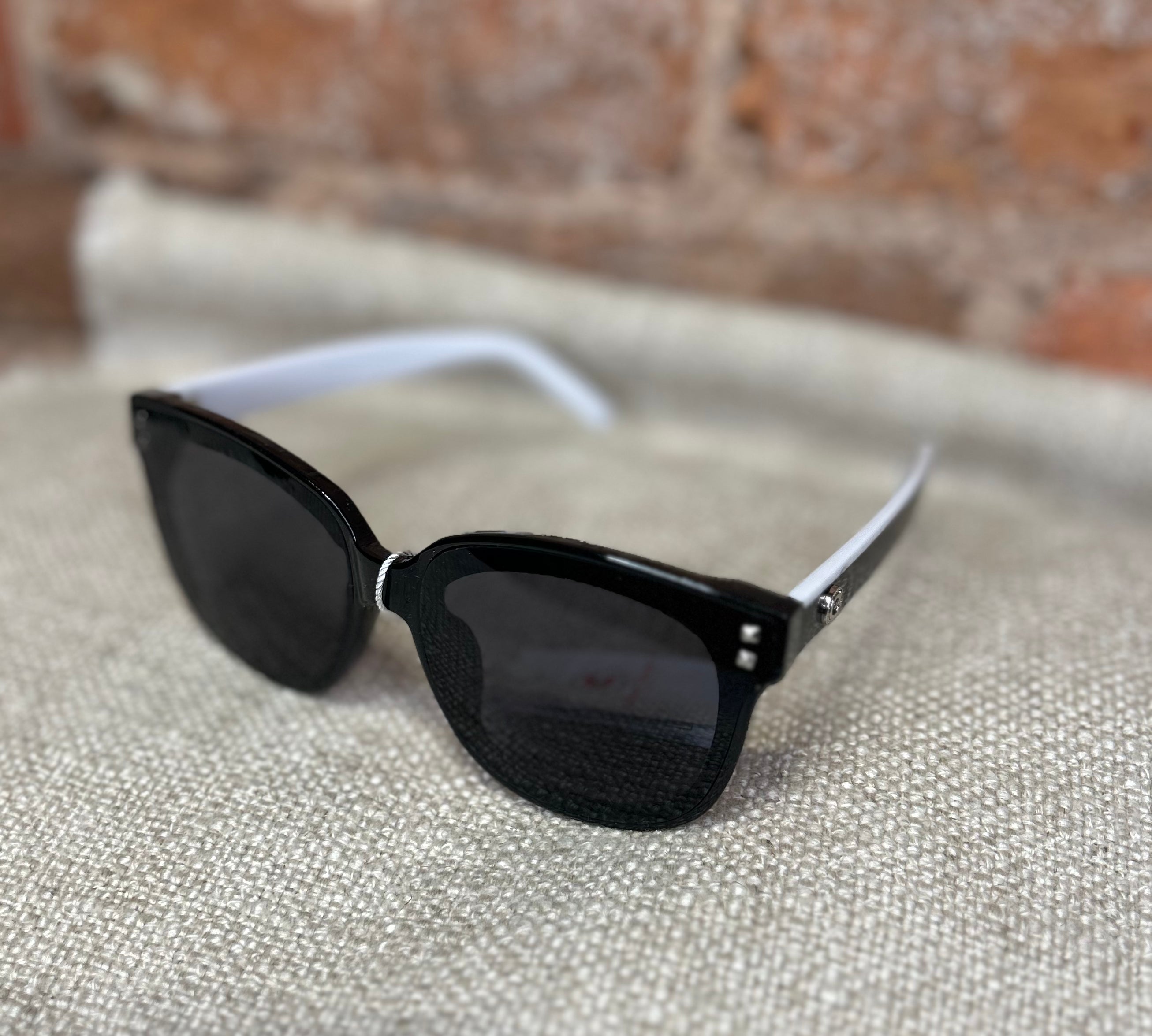 Square Framed Sunglasses w/Stud Detail