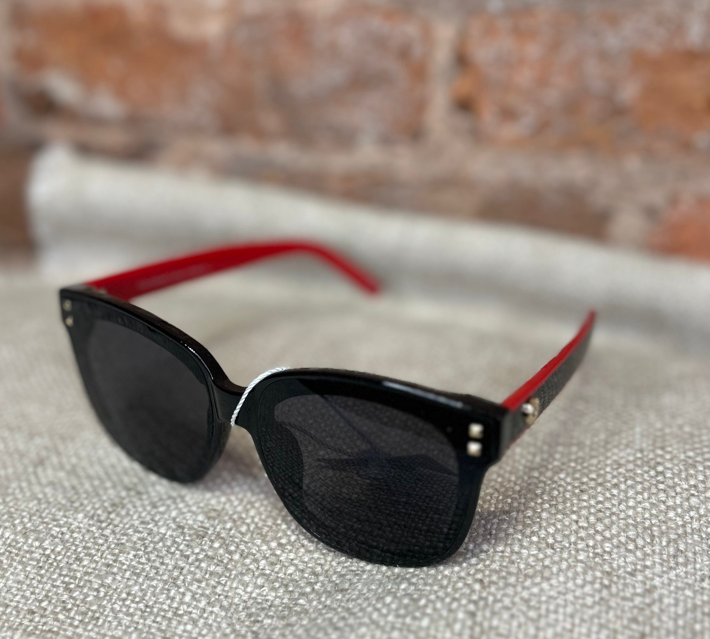 Square Framed Sunglasses w/Stud Detail