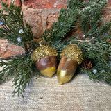 Glitter Top Wood Acorn Orn