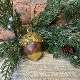 Glitter Top Wood Acorn Orn