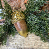 Glitter Top Wood Acorn Orn