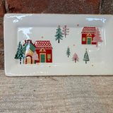Gold Trimmed Winter/Holiday Scene Tray 5.25”