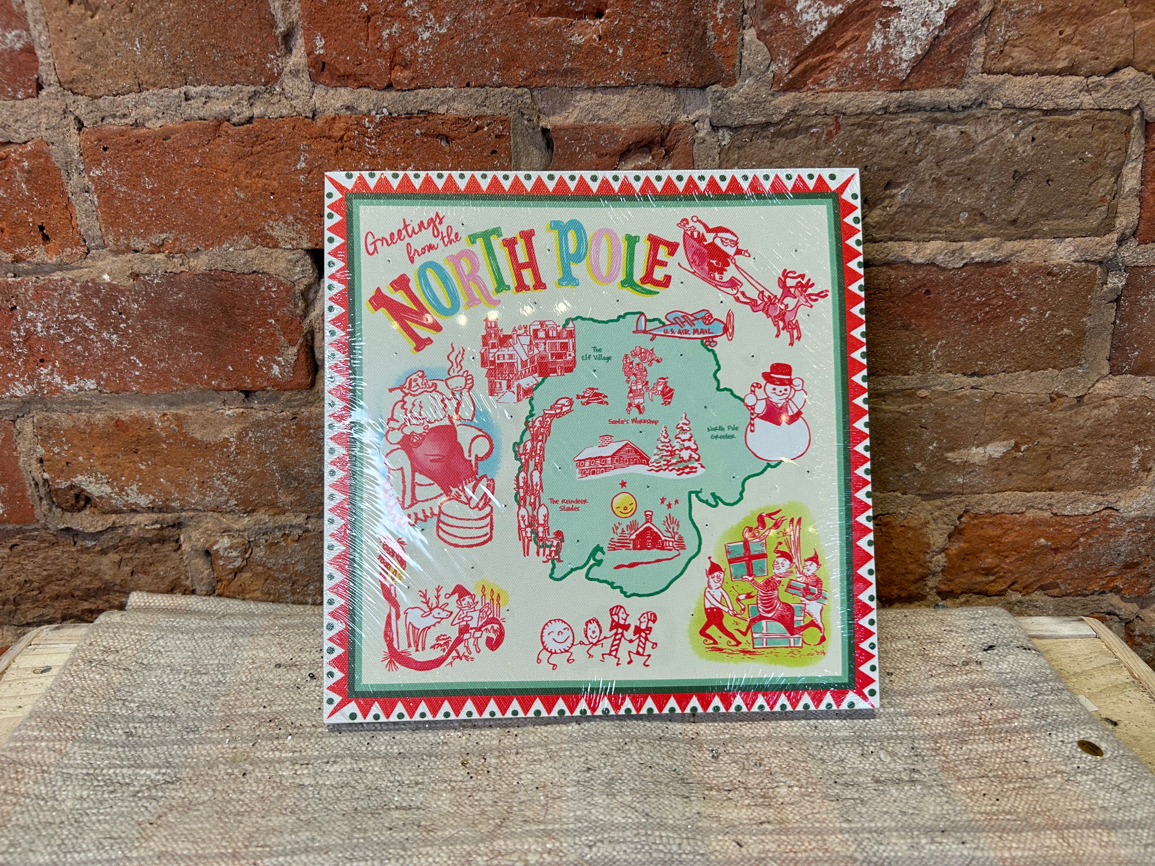 LED Vintage & Colorful Santa Holiday Message Wall Decor 10”