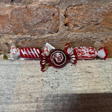 Red & white Christmas Candy Glass Orn 3.5”