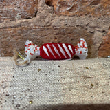 Red & white Christmas Candy Glass Orn 3.5”