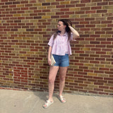 Pink and White Tiered Button Down