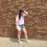 Pink and White Tiered Button Down