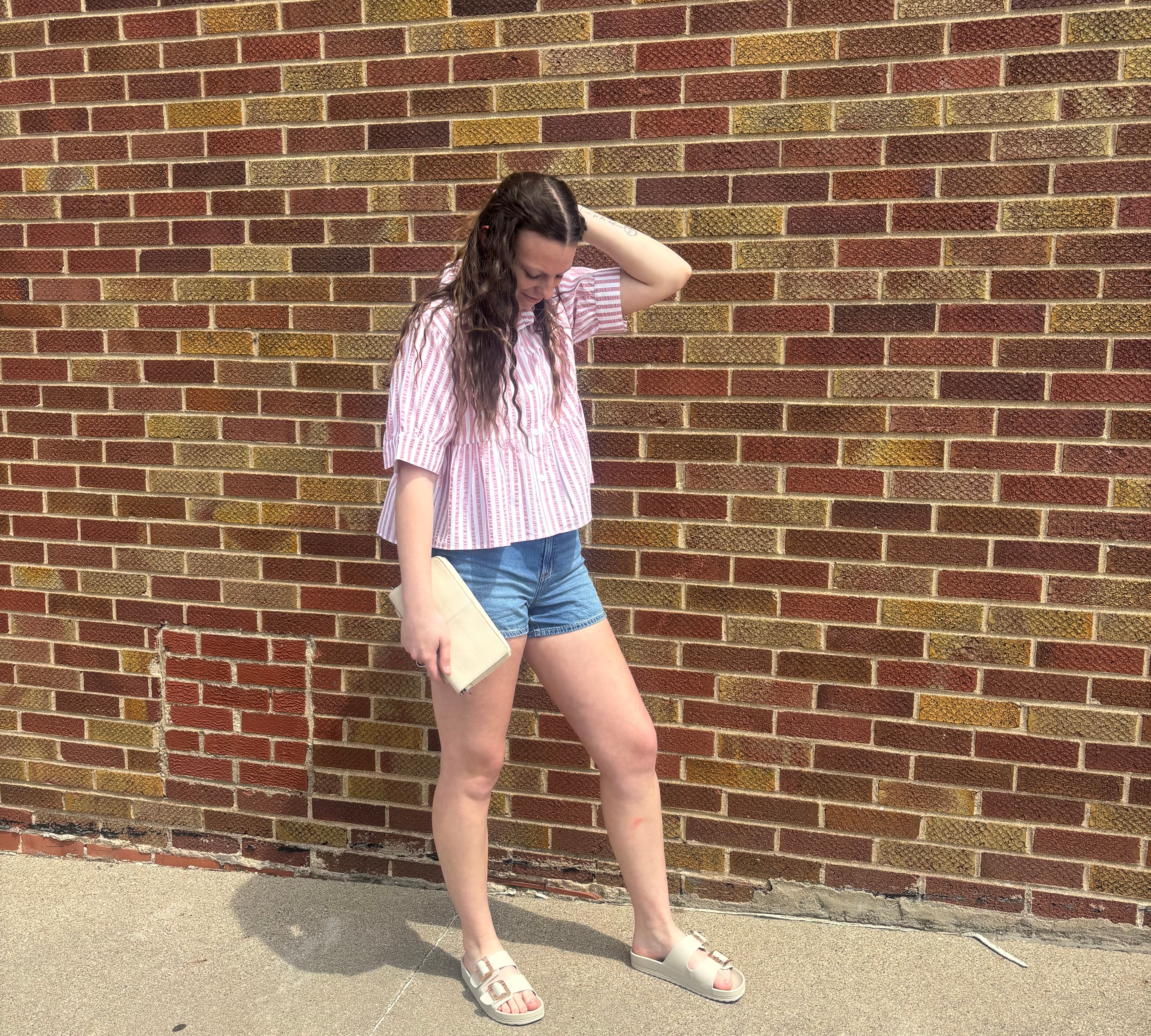 Pink and White Tiered Button Down