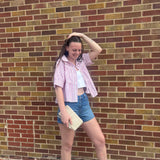 Pink and White Tiered Button Down