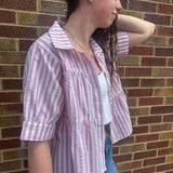 Pink and White Tiered Button Down