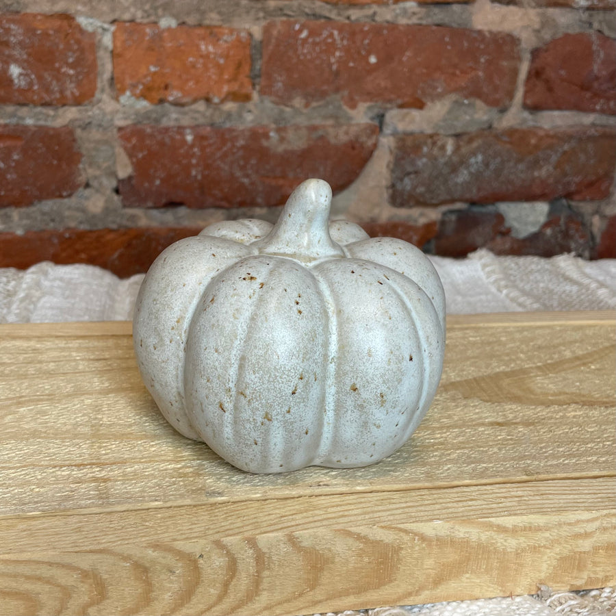 Cream Stoneware Reactive Glaze Pumpkin 5”