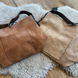 Hobo Handle Faux Suede Handbag