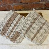 Crochet Tan Stripe Pot Holder