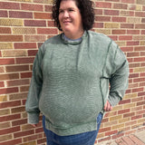 Plus Acid Wash Double Ribbed Pullover