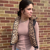 Crop Leopard Puffer Vest