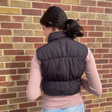 Crop Leopard Puffer Vest