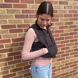 Crop Leopard Puffer Vest