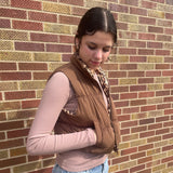 Crop Leopard Puffer Vest